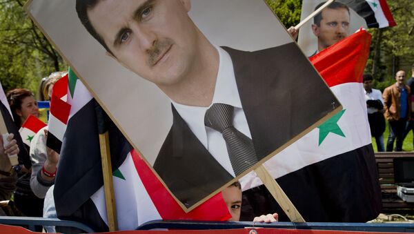 Митинг сторонников Басара Асада в Бухаресте, Румыния - Sputnik Азербайджан