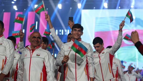 XV Avropa Gənclər Yay Olimpiya Festivalının təntənəli açılış mərasimi - Sputnik Азербайджан